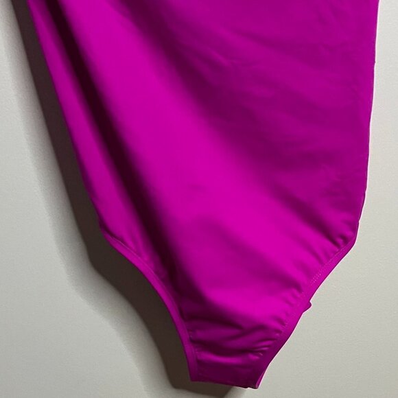 La Blanca Island Goddess Lace Back One Shoulder One Piece - Pop Pink Size 14 - Picture 4 of 7